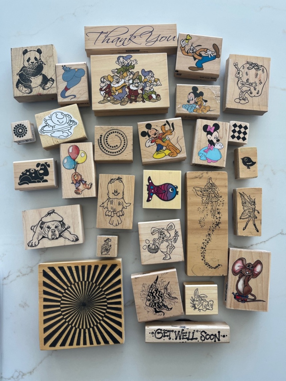 Assorted Wooden Kids' Character Stamps Lot